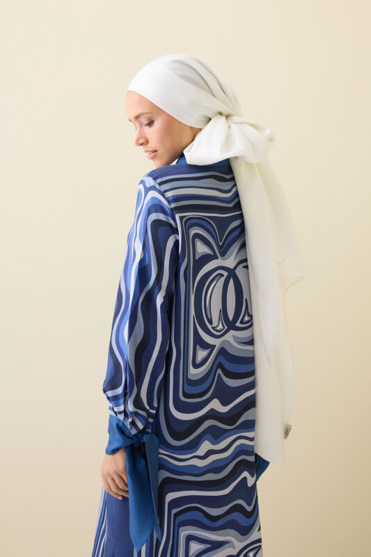 Double Sided Mulberry Silk Shawl Ecru - 5