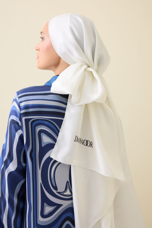 Double Sided Mulberry Silk Shawl Ecru - 1