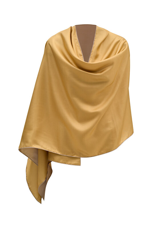 Double Sided Mulberry Silk Shawl Gold - 4