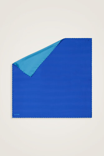 Double Sided Silk Scarf Sax Blue-Turquoise 