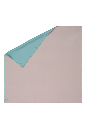 Double Sided Silk Scarf Turquoise-Grey - 1