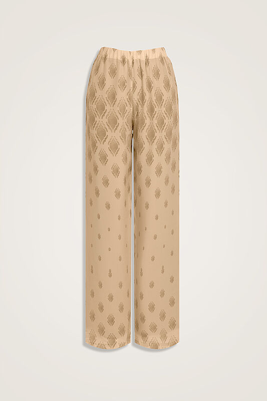 Drop Beige Crepe Silk Trousers - 1