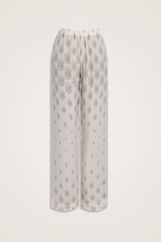Drop White Crepe Silk Trousers - 1