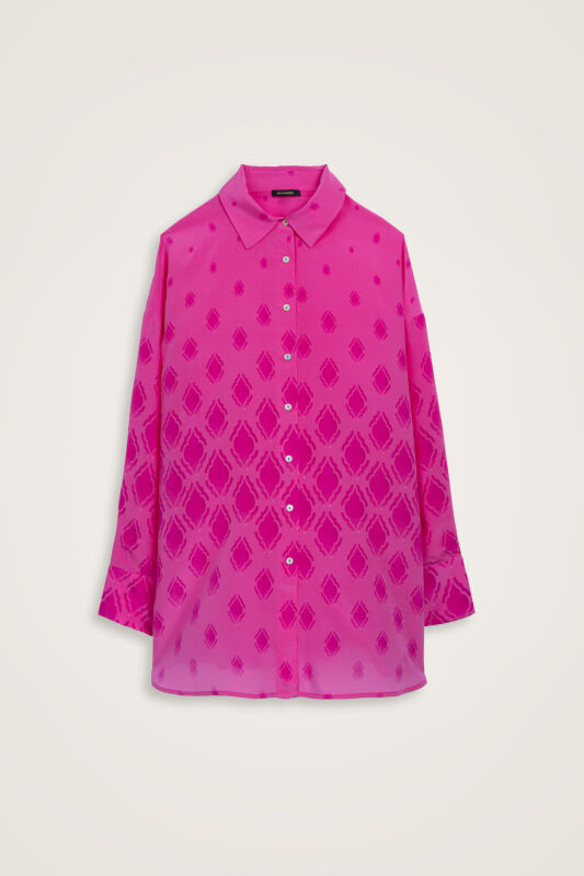 Droplets Fuchsia Crepe Silk Shirt - 1