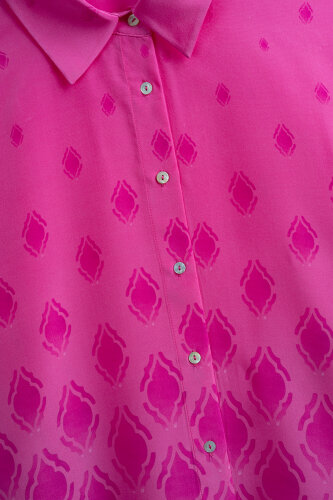 Droplets Fuchsia Crepe Silk Shirt - 2