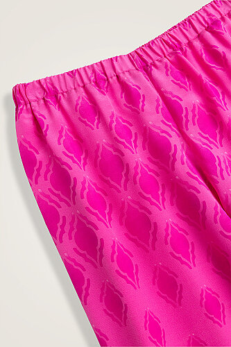 Droplets Fuchsia Crepe Silk Trousers - 2