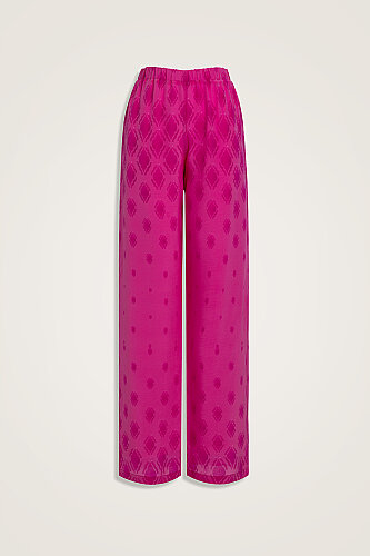 Droplets Fuchsia Crepe Silk Trousers 