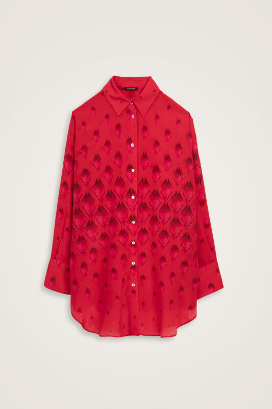 Droplets Red Crepe Silk Shirt - 1