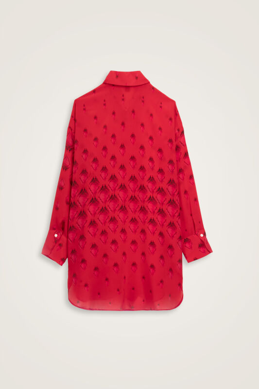 Droplets Red Crepe Silk Shirt - 3