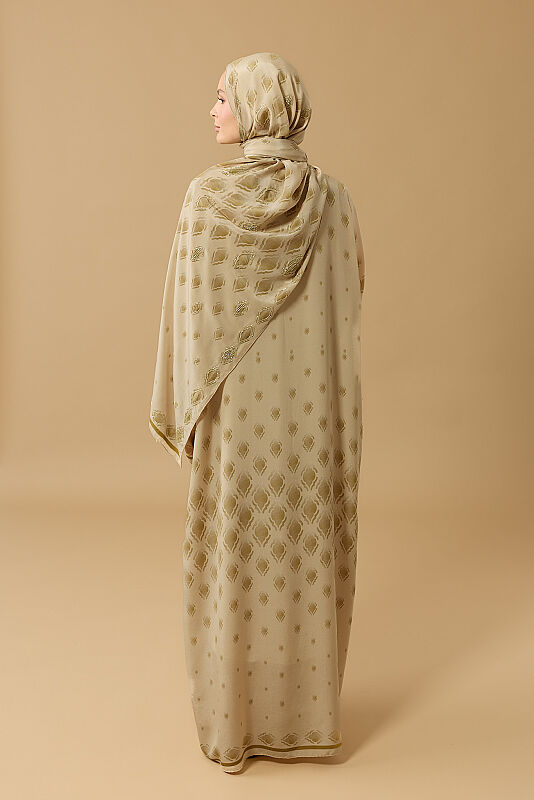 Drops Beige Dress with Plaid - 5