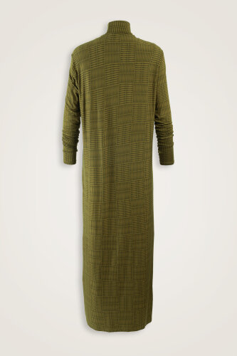 Duble I Haki Boğazlı Penye Elbise - Imannoor (2)