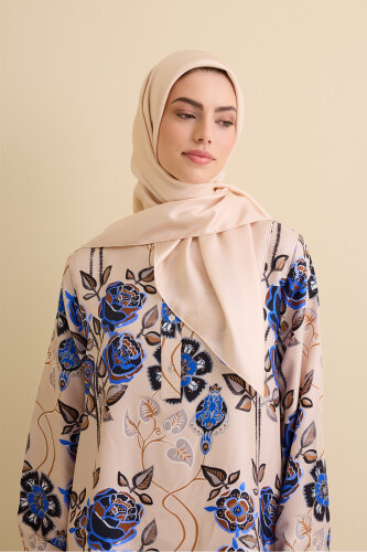 Düz Renk Açık Pudra-Koyu Pudra Çift Taraflı Mulberry İpek Eşarp 94x94 - Imannoor (4)