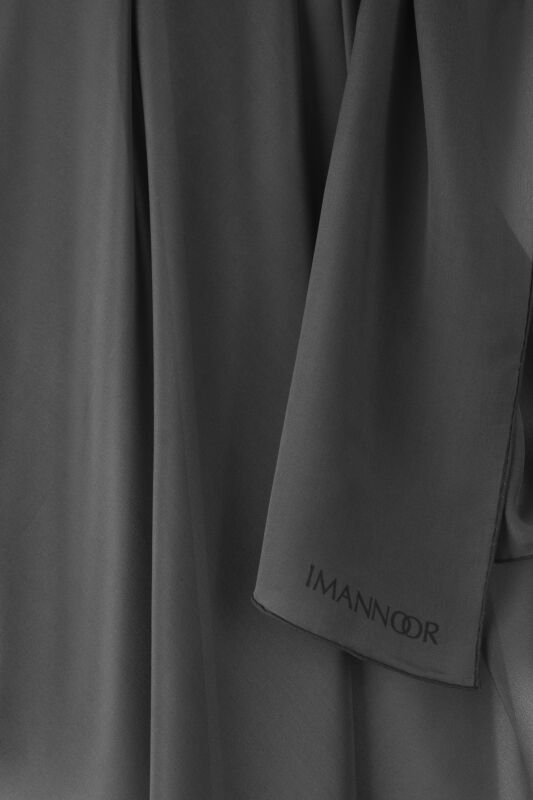 Düz Renk Antrasit Krep İpek Eşarp 110x110 - 4