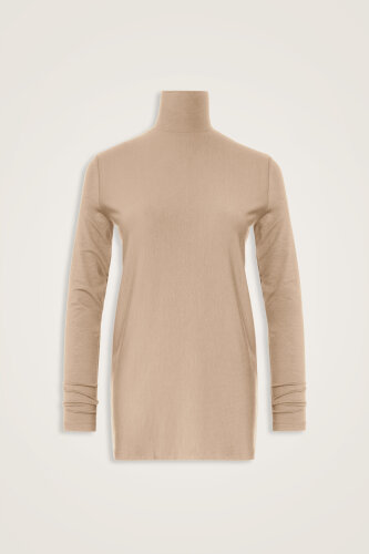 Düz Renk Bej Uzun Supreme Bluz - Imannoor