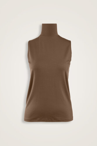  Düz Renk Cappucino Uzun Supreme Kolsuz Bluz - Imannoor