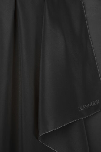 Düz Renk Siyah Krep İpek Eşarp 110x110 - Imannoor (3)