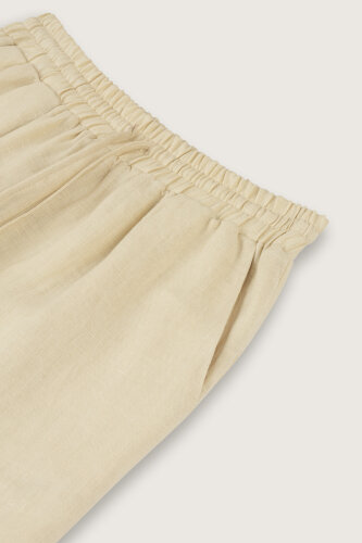 Ecru Linen Trousers with Pockets - 3