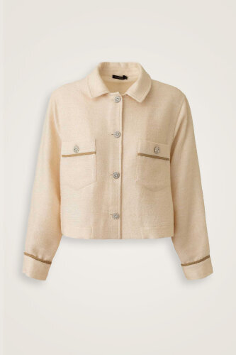 Ecru Short Shimmer Jacket - Imannoor (1)