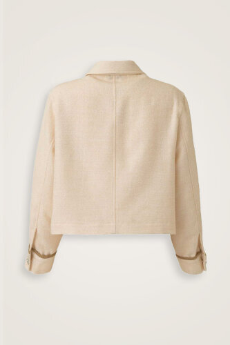 Ecru Short Shimmer Jacket - Imannoor (4)