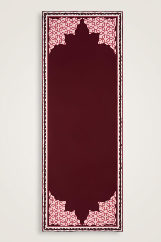 Eight Tulip Silk Shawl Burgundy - 1