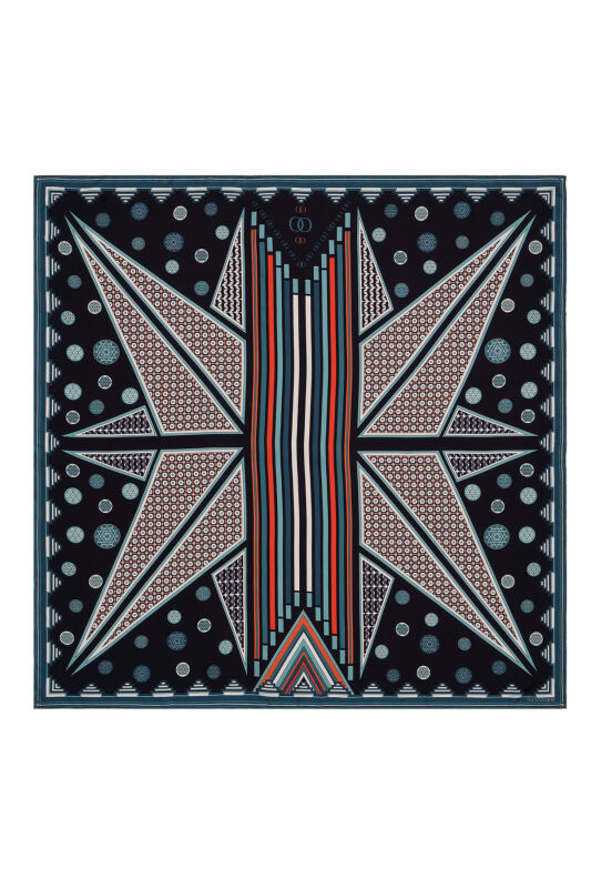 Esen Ways Silk Scarf Navy - 1