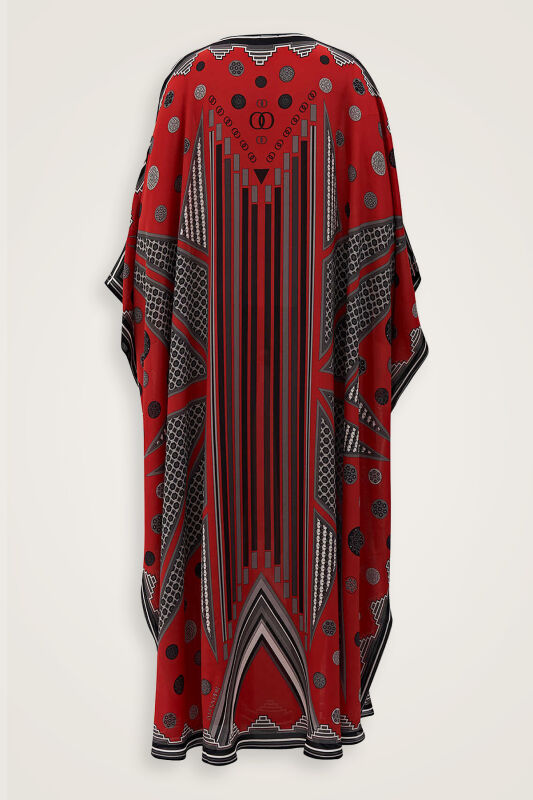 Esen Yolu Kırmızı İpek Kaftan - 4