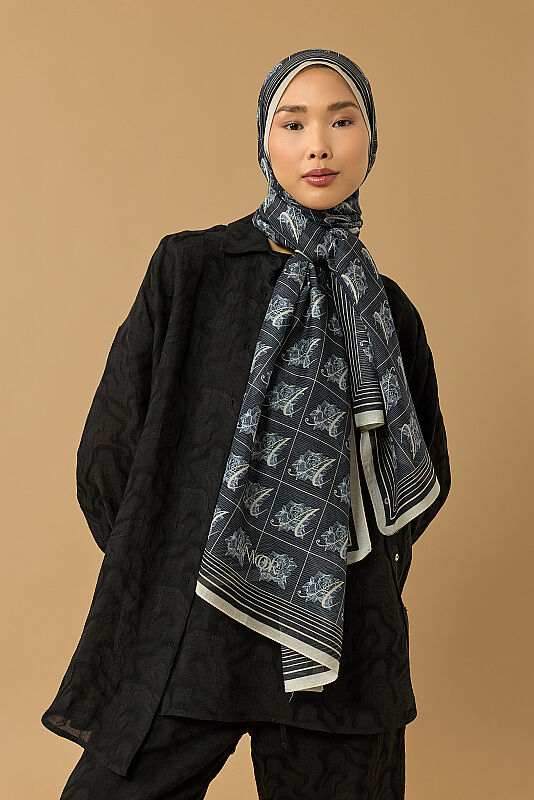 Esma Collection [A] Night Cotton Silk Scarf - 7