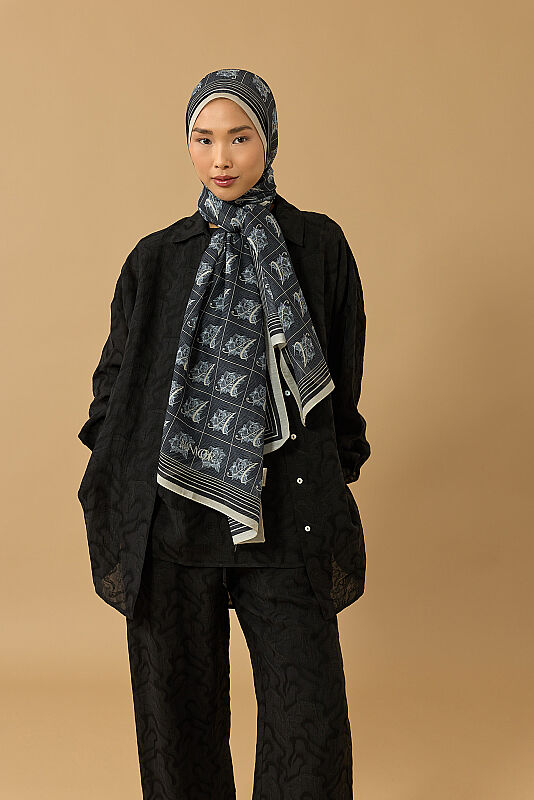 Esma Collection [A] Night Cotton Silk Scarf - 3