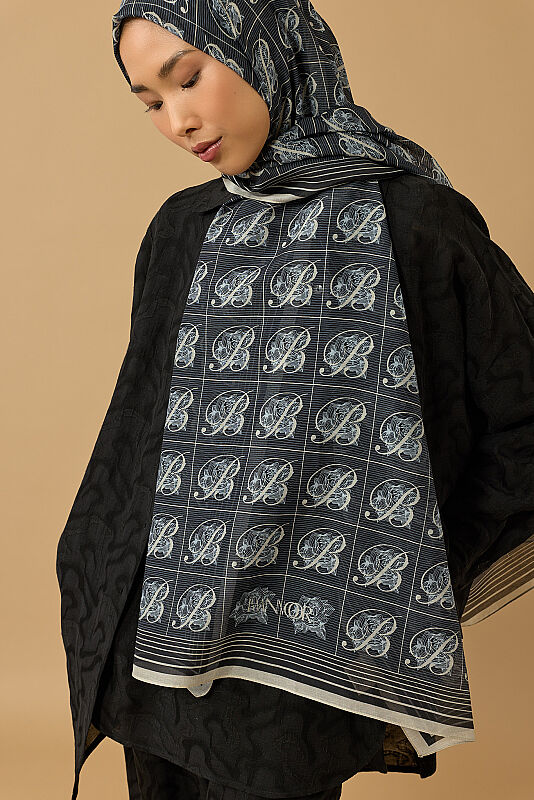 Esma Collection [B] Night Cotton Silk Scarf 7 - 3