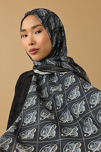 Esma Collection [B] Night Cotton Silk Scarf 7 - Imannoor