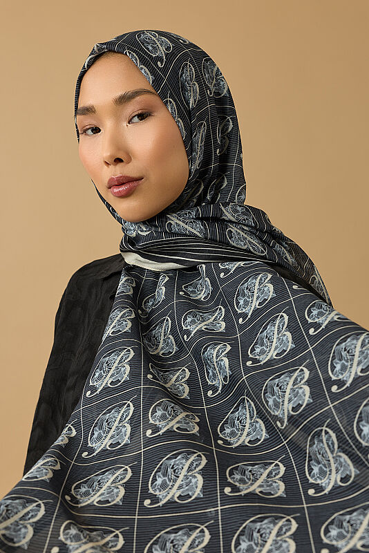 Esma Collection [B] Night Cotton Silk Scarf 7 - 1