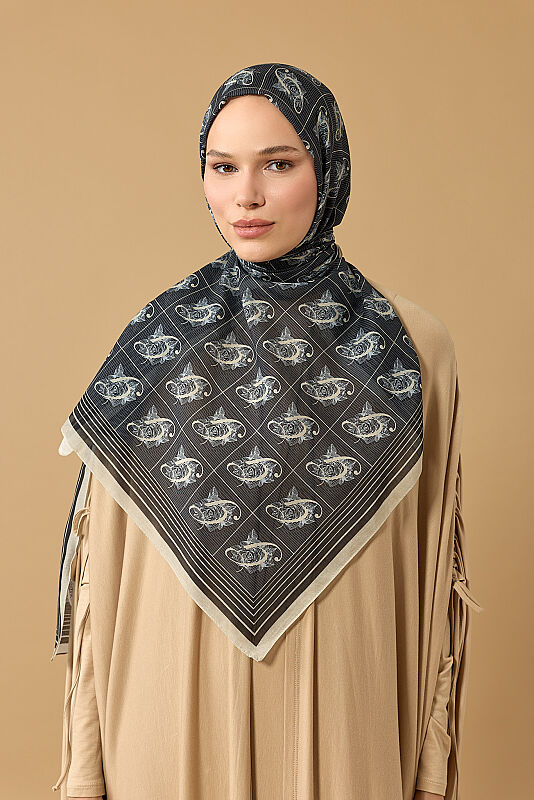 Esma Collection [G] Night Cotton Silk Scarf - 6