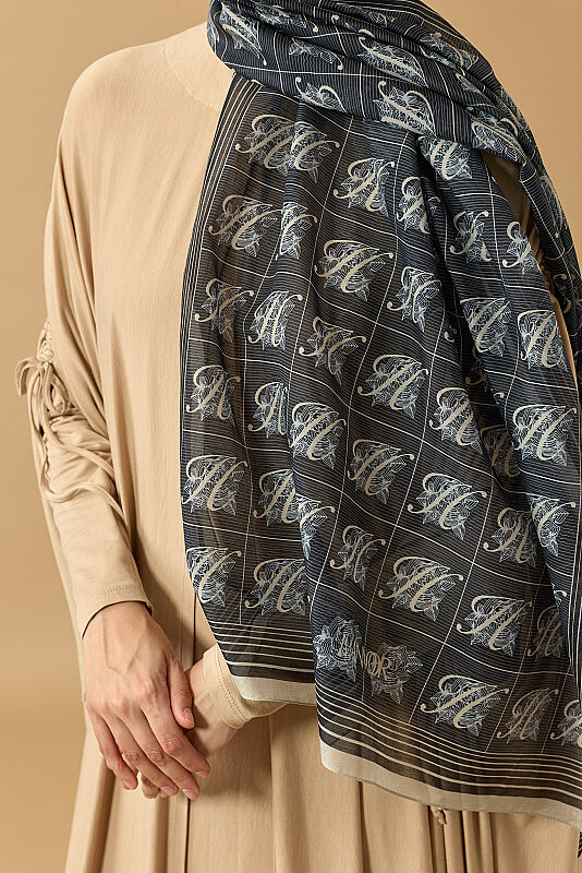 Esma Collection [H] Night Cotton Silk Scarf - 5
