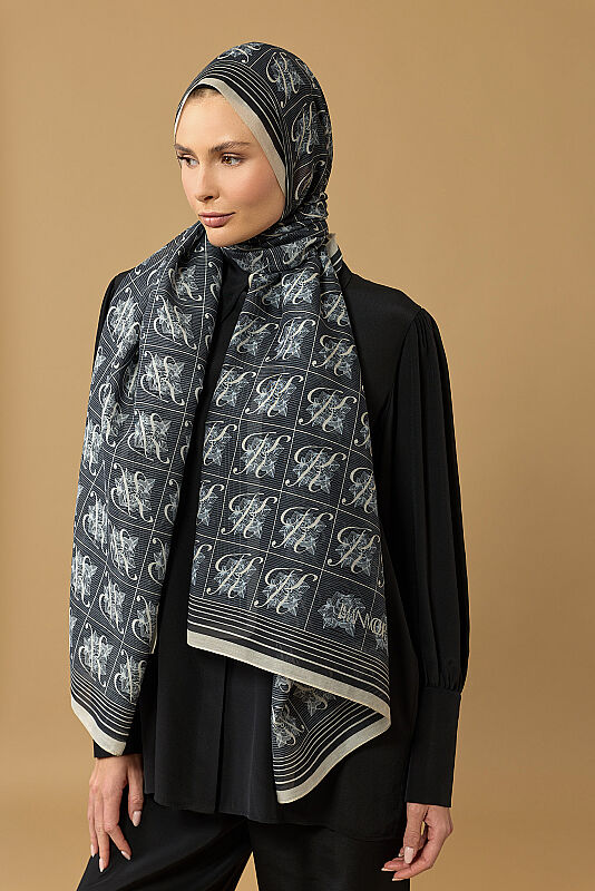 Esma Collection [K] Night Cotton Silk Scarf - 1