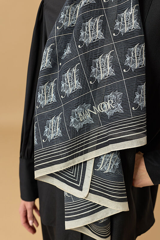 Esma Collection [M] Night Cotton Silk Scarf 70x200 - 5