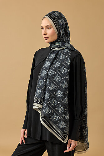 Esma Collection [N] Night Cotton Silk Scarf - 5