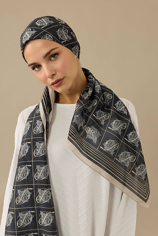 Esma Collection [P] Night Cotton Silk Scarf - 3