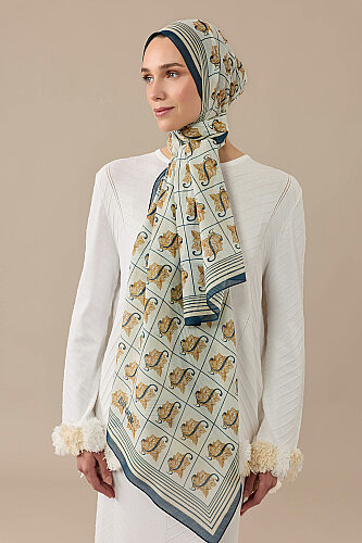 Esma Collection [S] Night Cotton Silk Scarf - 4