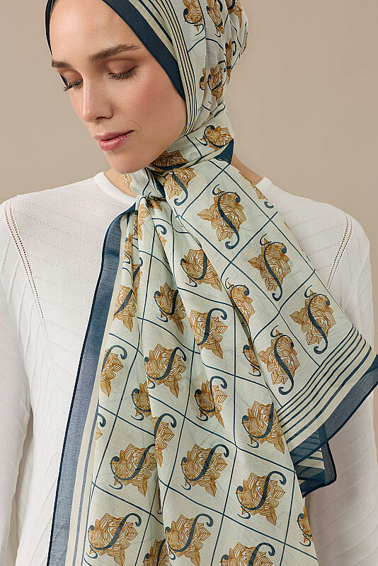 Esma Collection [S] Night Cotton Silk Scarf - 1