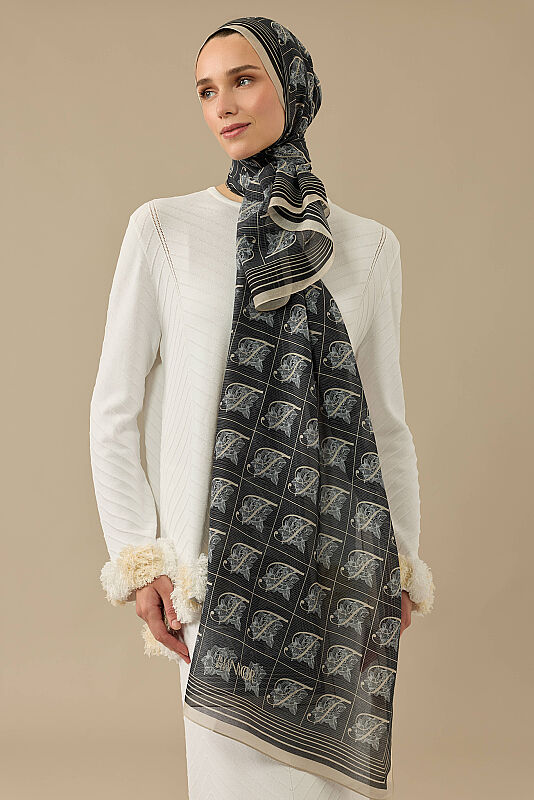 Esma Collection [T] Night Cotton Silk Scarf - 1