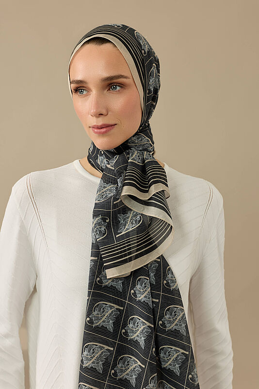 Esma Collection [T] Night Cotton Silk Scarf - 3