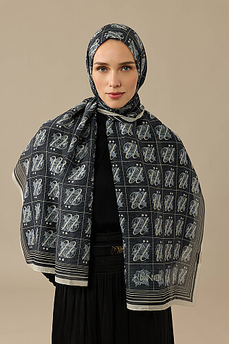 Esma Collection [U] Night Cotton Silk Scarf - 4