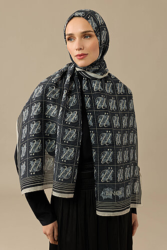Esma Collection [U] Night Cotton Silk Scarf 