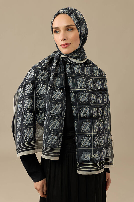 Esma Collection [U] Night Cotton Silk Scarf - 1