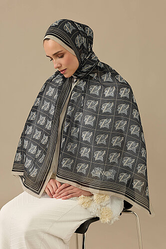Esma Collection [V] Night Cotton Silk Scarf - 4