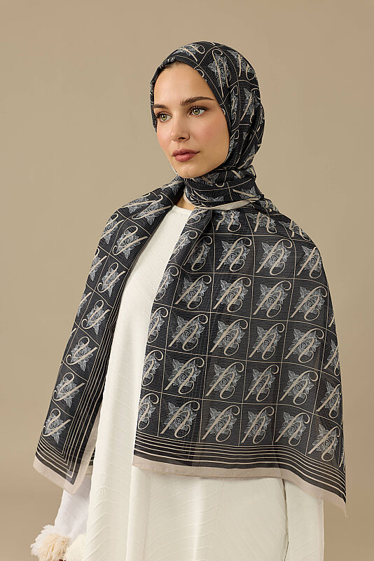 Esma Collection [Y] Night Cotton Silk Scarf - 3