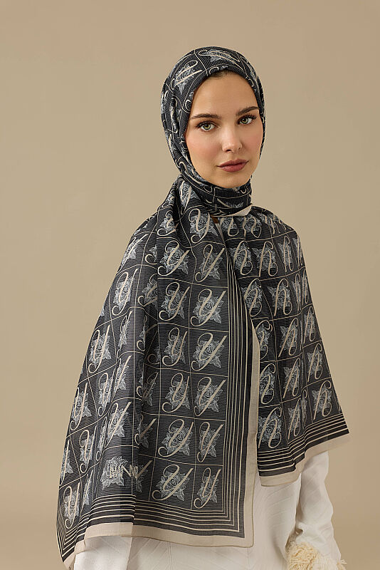 Esma Collection [Y] Night Cotton Silk Scarf - 4