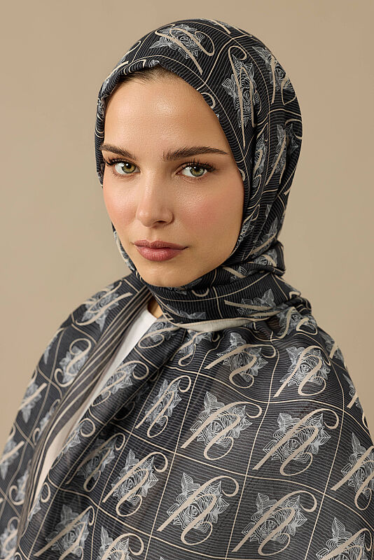 Esma Collection [Y] Night Cotton Silk Scarf - 1
