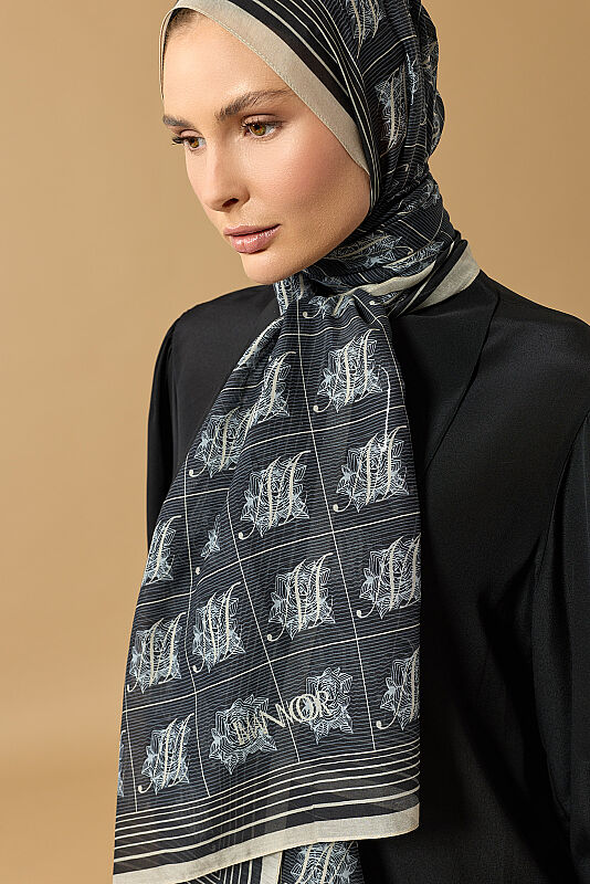 Esma Koleksiyonu [M] Gece Pamuk İpek Şal 70x200 - 1