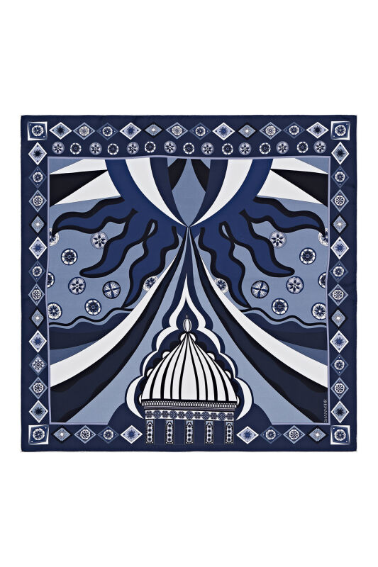 Fairy Tale Dome Silk Scarf Navy - 1